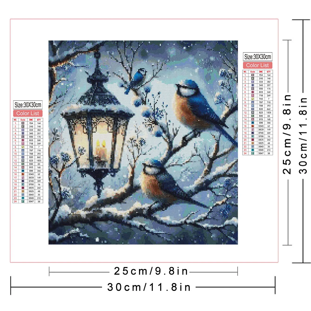 AZQSD Diamond Mosaic 5d Birds Winter Full Kits Handicrafts Arts Gift Diamond Painting News 2026 Animal Light Home Decor