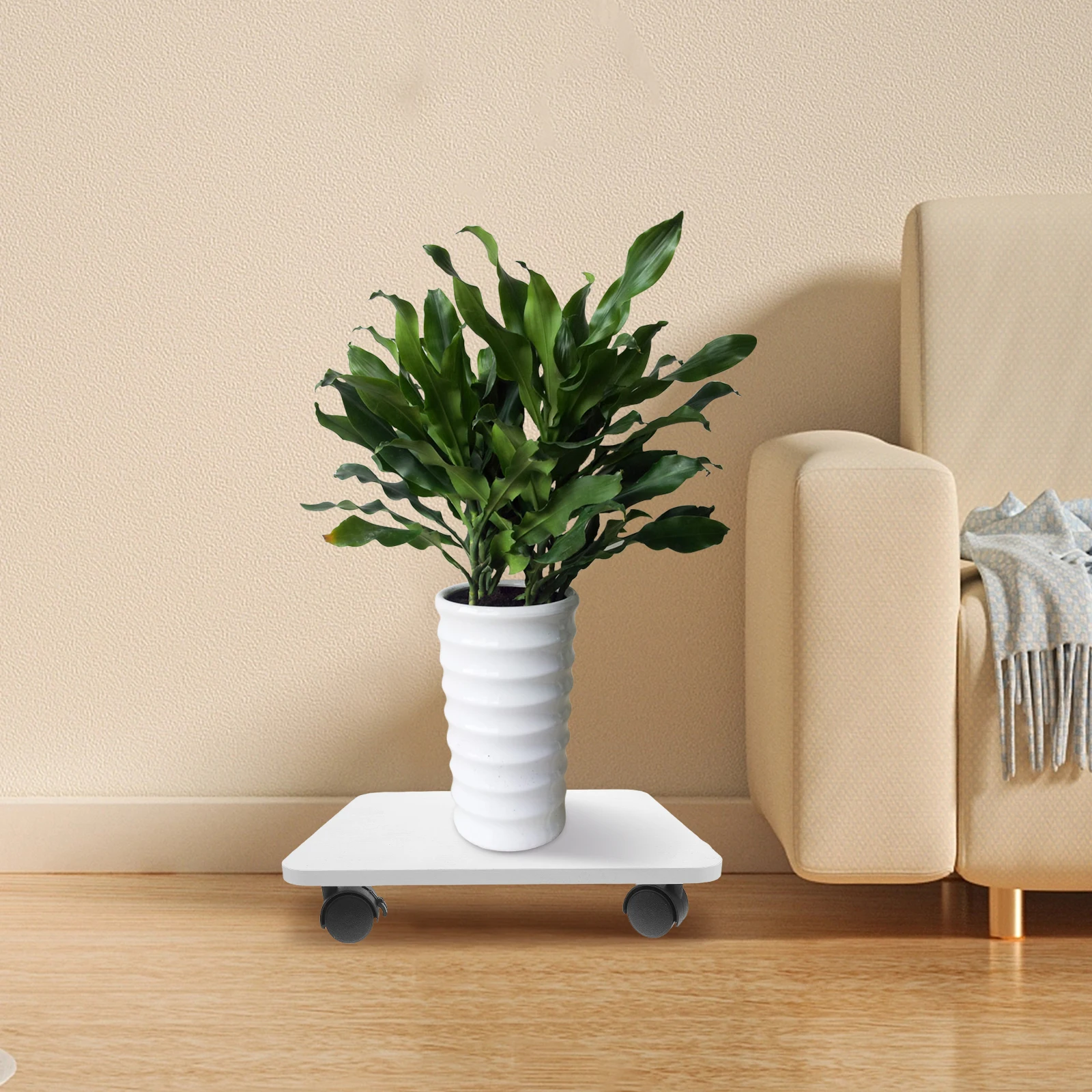 

Movable Plant Tray Durable Plastic Rotating Base Indoor Outdoor Portable Flower Pot Stand Rolling Saucer with Swivel Drainage