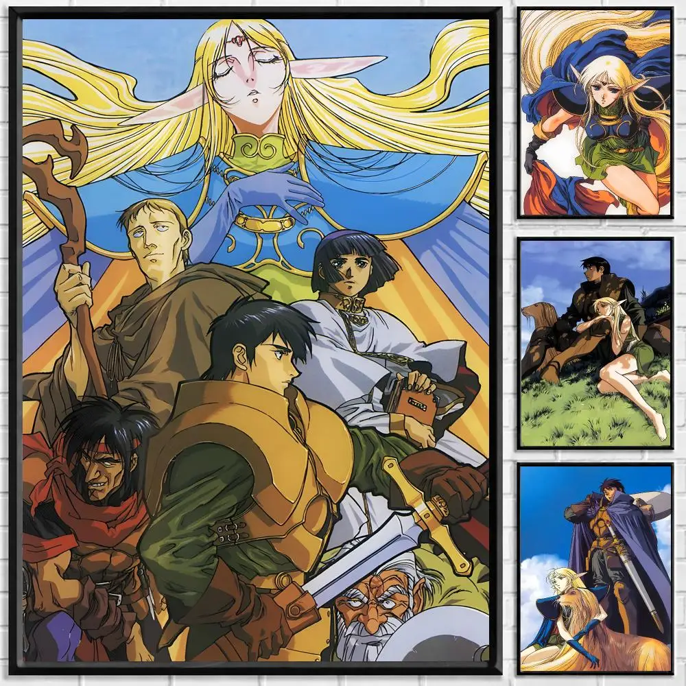 Anime Record of Lodoss War Poster Self Adhesive Waterproof PP Poster Coffee Shop Bar Wall Sticker Home Room Decor Wall Art