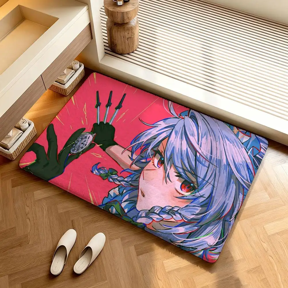 Izayoi Sakuya TOUHOU Project  Shower Room Absorbent Small Floor Mat Soft Comfortable Decorative Foot Mat