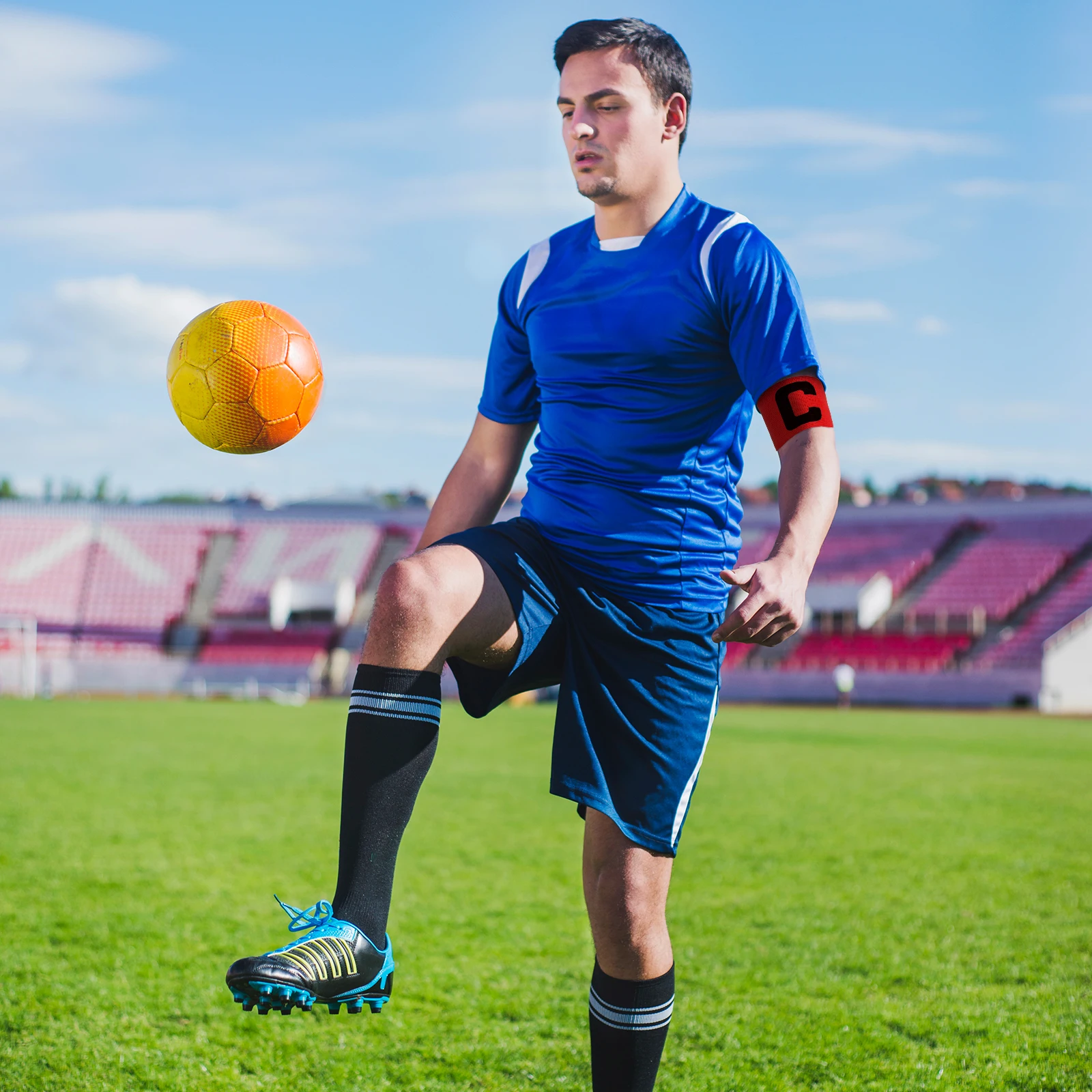 

Premium Football Captain Armband Adjustable for Comfort Fit Anti Drop Soccer Arm Band Durable Red Sports Equipment