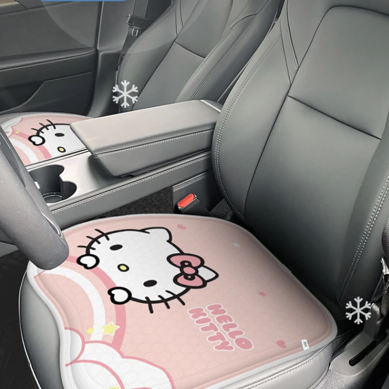 Sanrio Genuine Car Seat Cushion Summer Ice Silk Cold Gel Ventilation Breathable Cooling Cartoon Hello Kitty Car Accessories