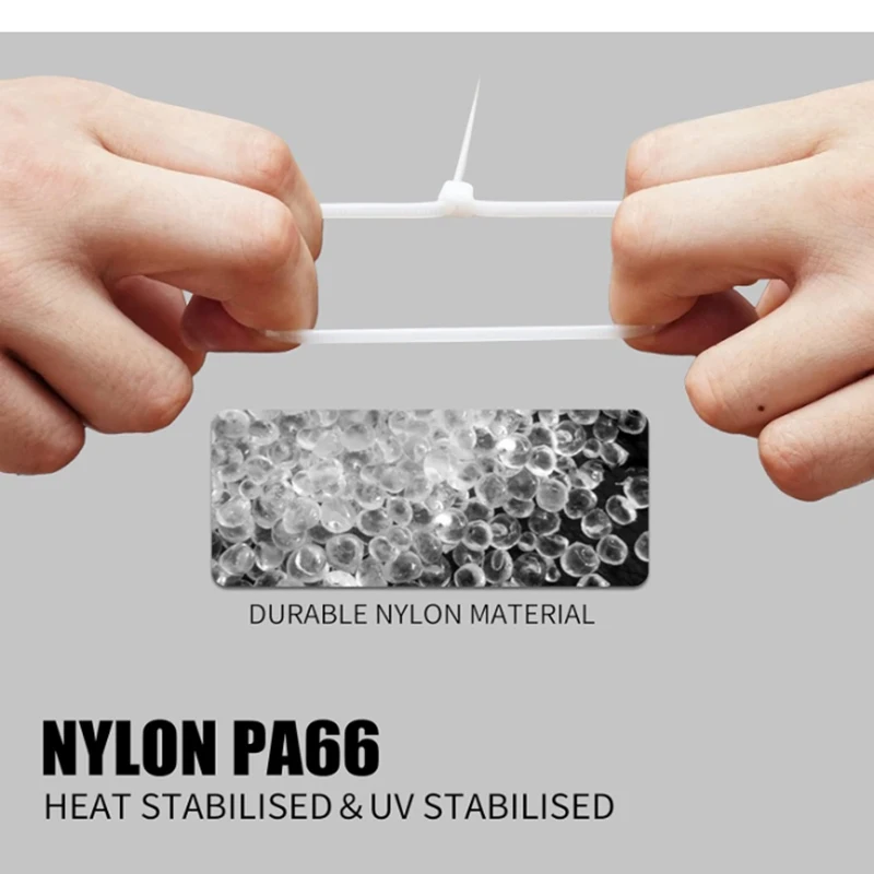 Black/White Self-Locking Nylon Ties Adjustable Multi-Purpose Cable Ties Quick Fix for Home Improvement Office And Outdoor Use