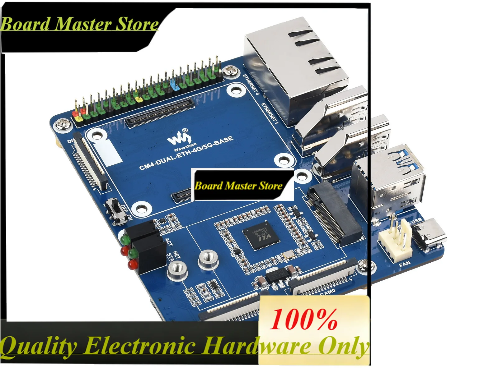 BoMasMWaveshare Dual Gigabit Ethernet 5g/4g Base Board Designed For Raspberry Pi Compute Module 4