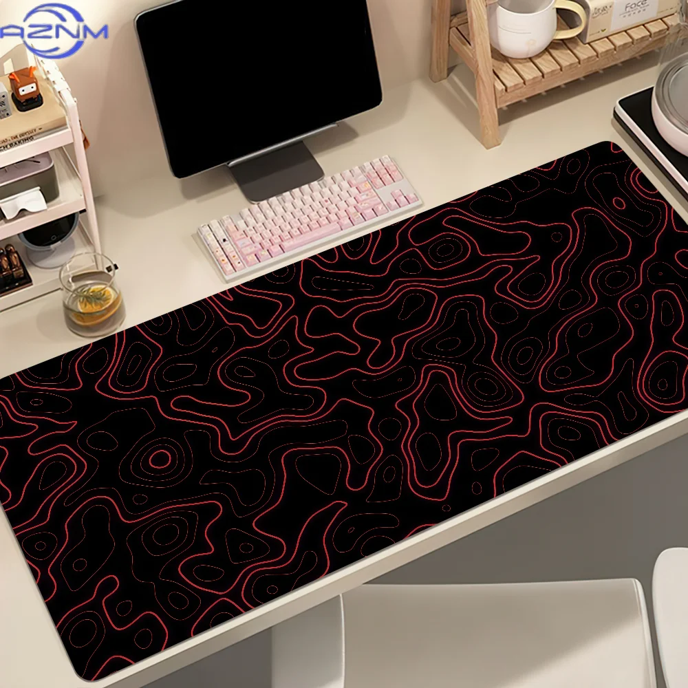 Black T-Topographic Curve Map Mouse Pad Non-slip Thickened MousePad Student Gaming Cushion Large Writing Lockedge Office