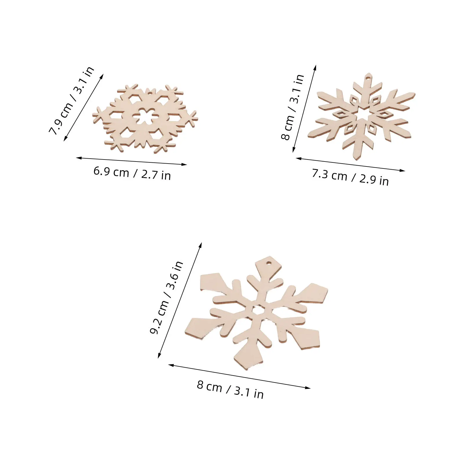 32Pcs Christmas Wood Snowflake Unfinished Blank Cutouts DIY Paintable Craft Slices Holiday Tree Hanging Decoration