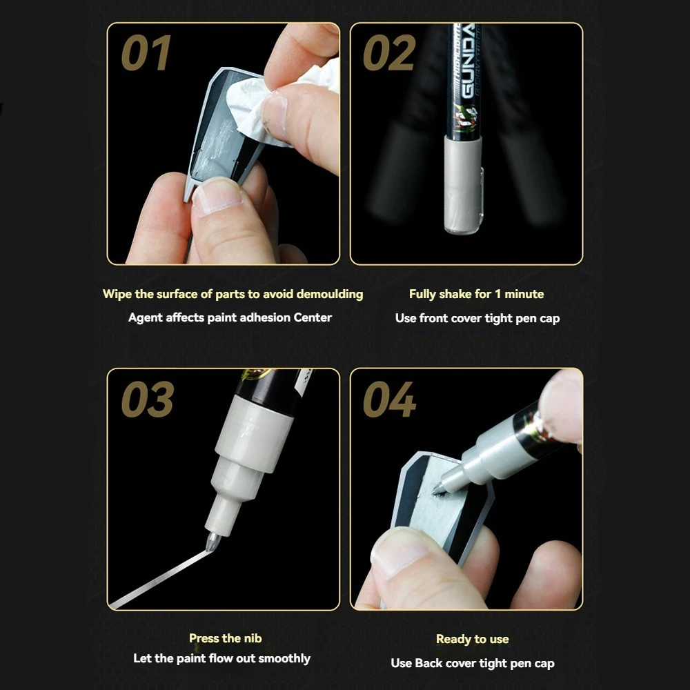 Metallic Markers Colouring Pens for Mech Painting Golden Paint Marker Pen Silvery Reflective Paint Model Marker Pen Stationery view 5