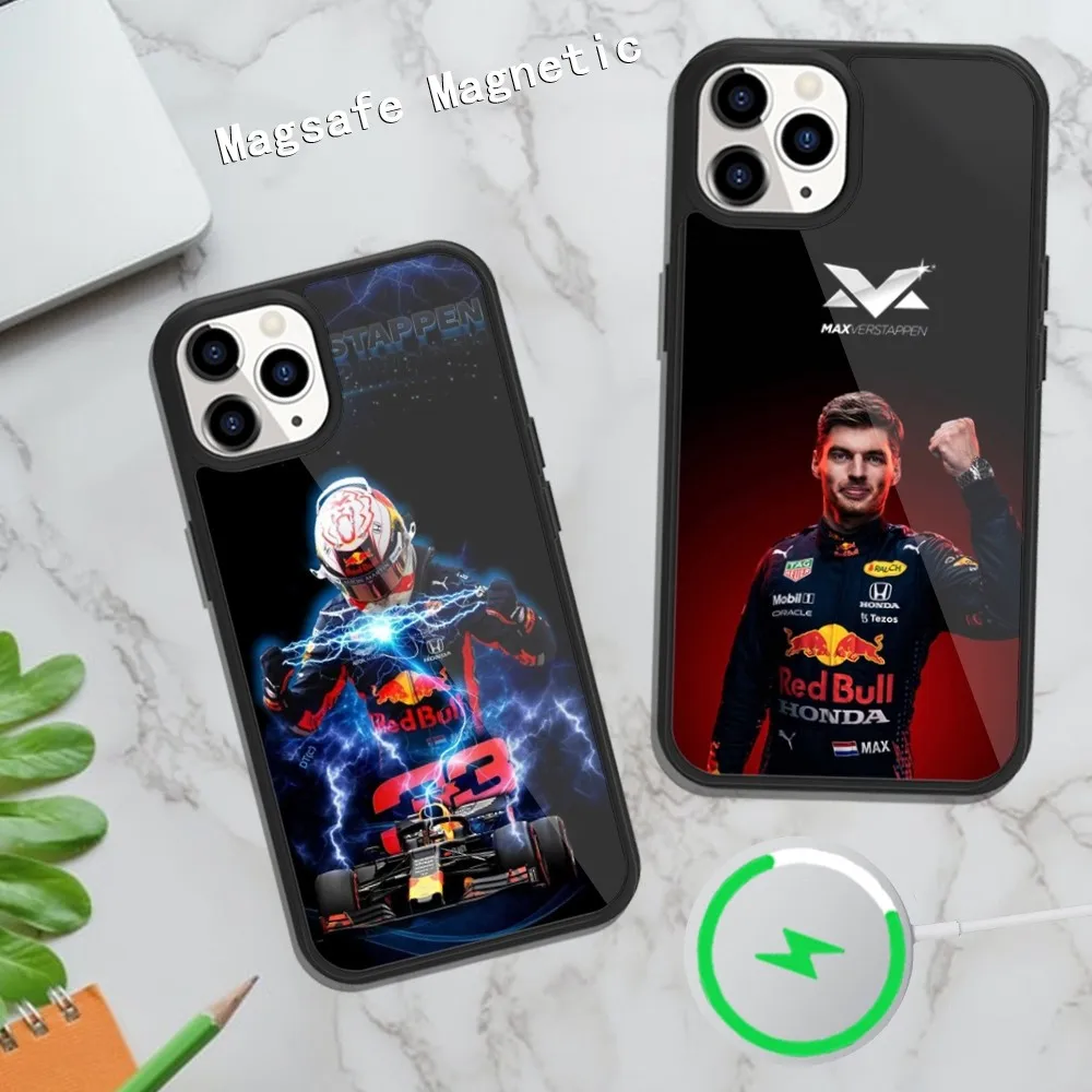 F1-M-V-Verstappen-Car Phone Case For iPhone Magsafe Magnetic 15 14 13 12 11 Plus Pro Max Wireless Charging