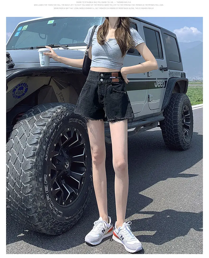 High Waisted Denim Shorts for Women's Summer Slim 2024 New Loose Wide Leg Slimming A-line Spicy Girl Hot Pants