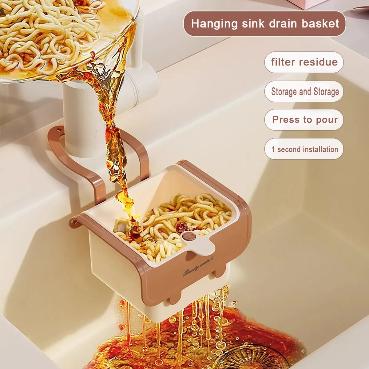 

1pcs Hanging sink drain basket Plastic water filter basket Waste Drain Filter Basket Fruit Vegetable Drainer Sponge Rack Storage