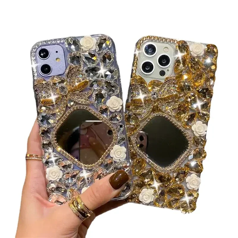 

Shiny Butterfly Diamonds Phone Case for iPhone, Women's Cover, Luxury Brand, 16Plus 15, 14, 13, 12, 11 Pro Max, XR, XS Max