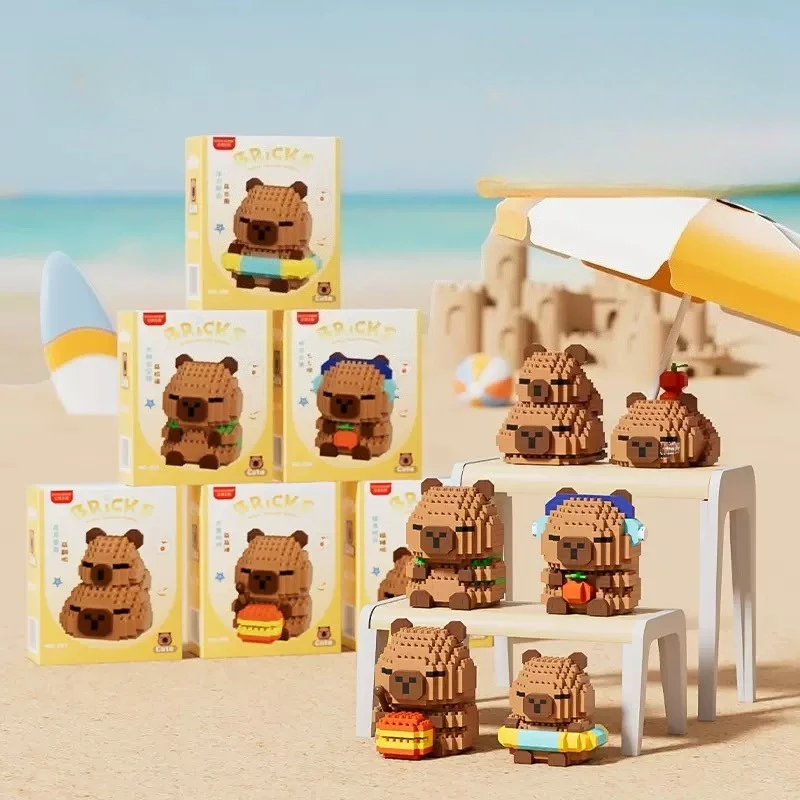 

Cute doll Kapi Capybara Bala creative building blocks Capybara ornaments children's educational toys