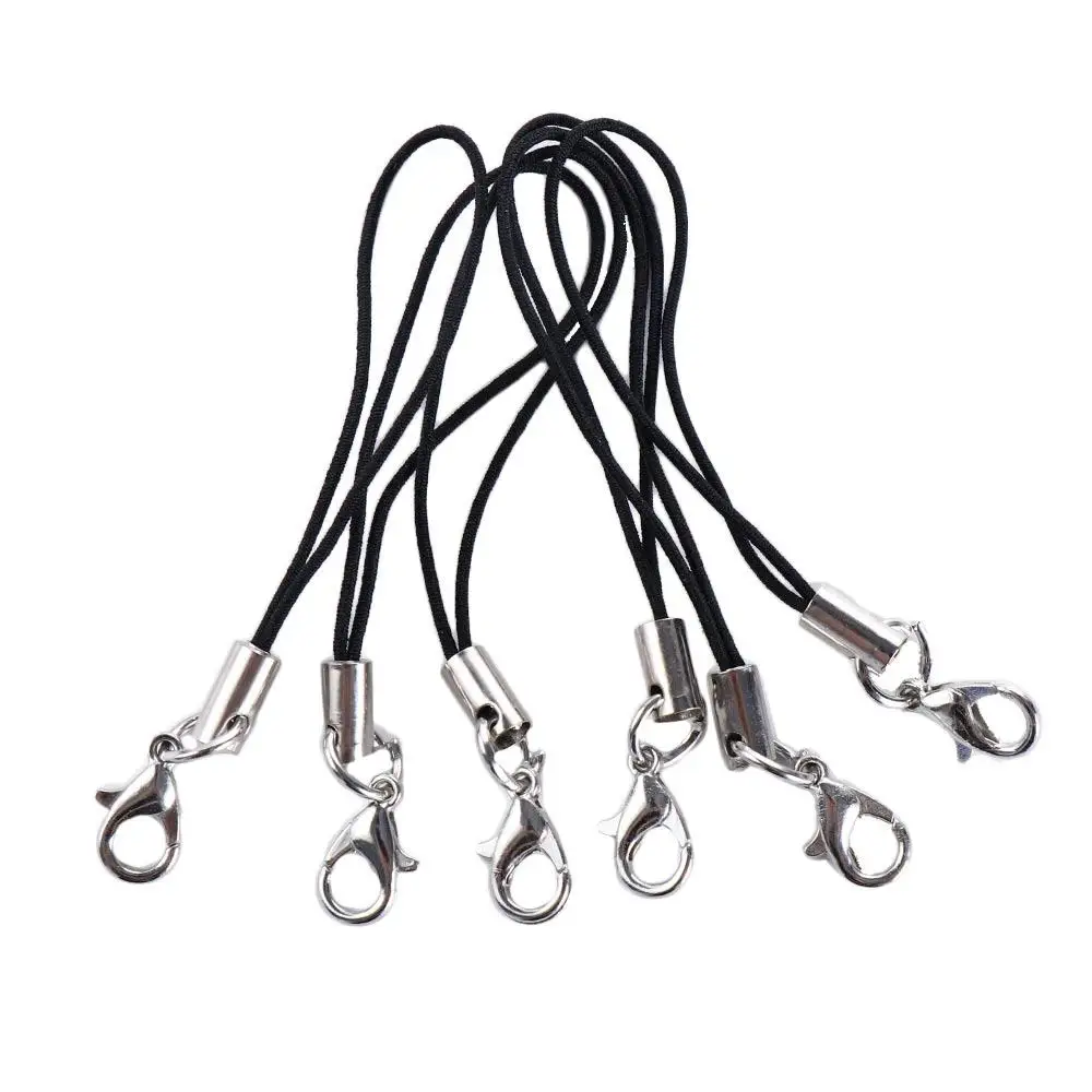 Minimalism Black Phone Lanyard String Anti Lost Short Bag Key Ring Phone Hanger Clips Unisex Phone Charms Jewelry Accessories