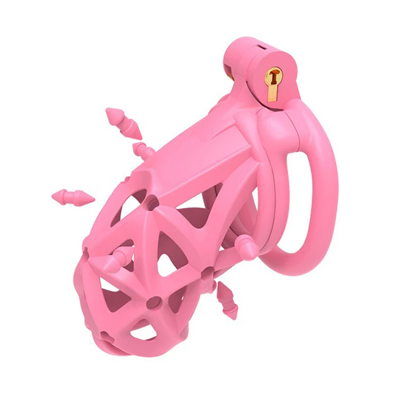 Pink Male Penis Chastity Cage Set Mini Small Bird Chastity Cage With 4 Size Cock Ring Penis Lock Bondage Slave Man Sex Toy