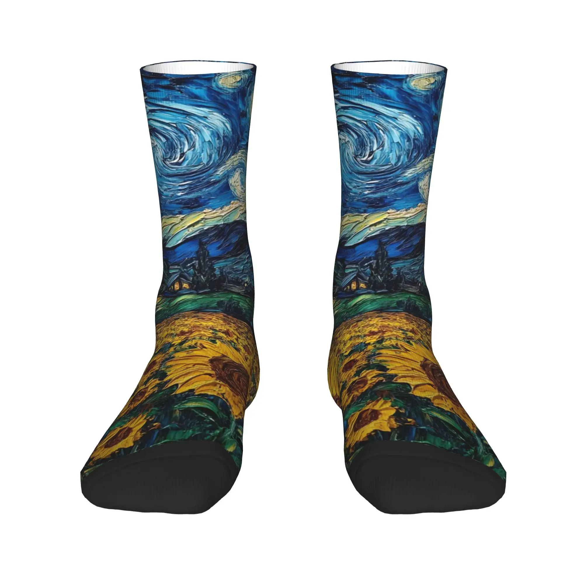 فان جوخ نمط ملصق الجوارب جوارب مضادة للبكتيريا زوجين لينة تنفس الجري الجوارب الخريف تصميم مضحك الجوارب #2