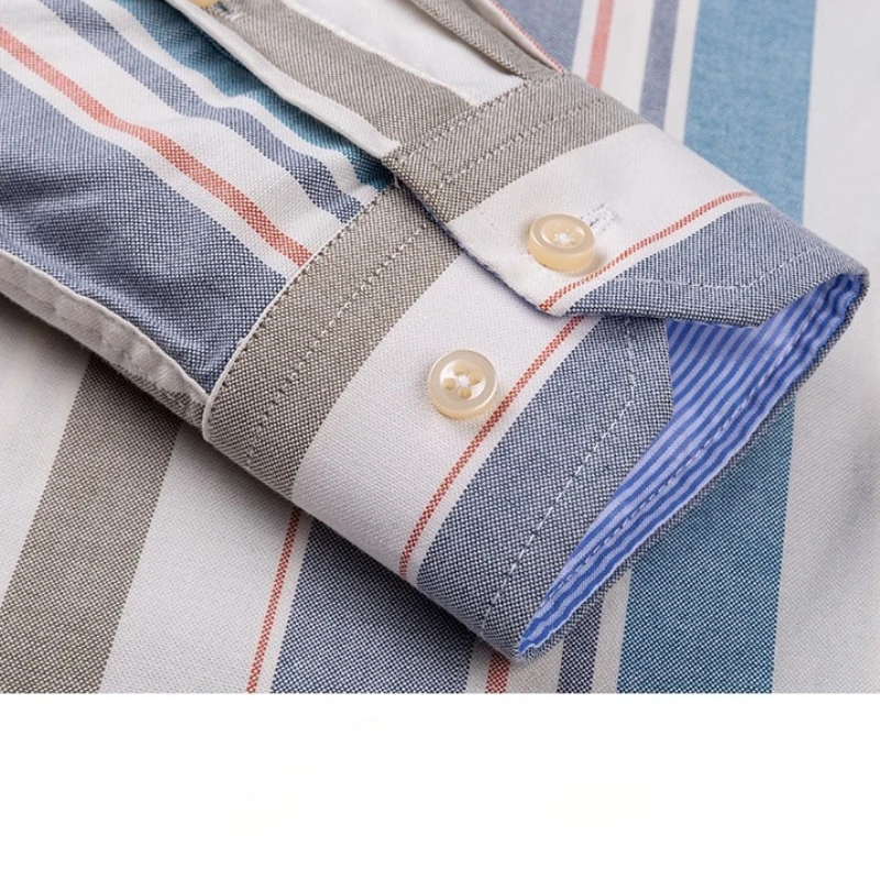 100% Cotton Oxford Plus Size Man Shirts Long Sleeve Business Casual Formal Classic Striped Plaid Shirt Men Long Sleeve Slim Fit