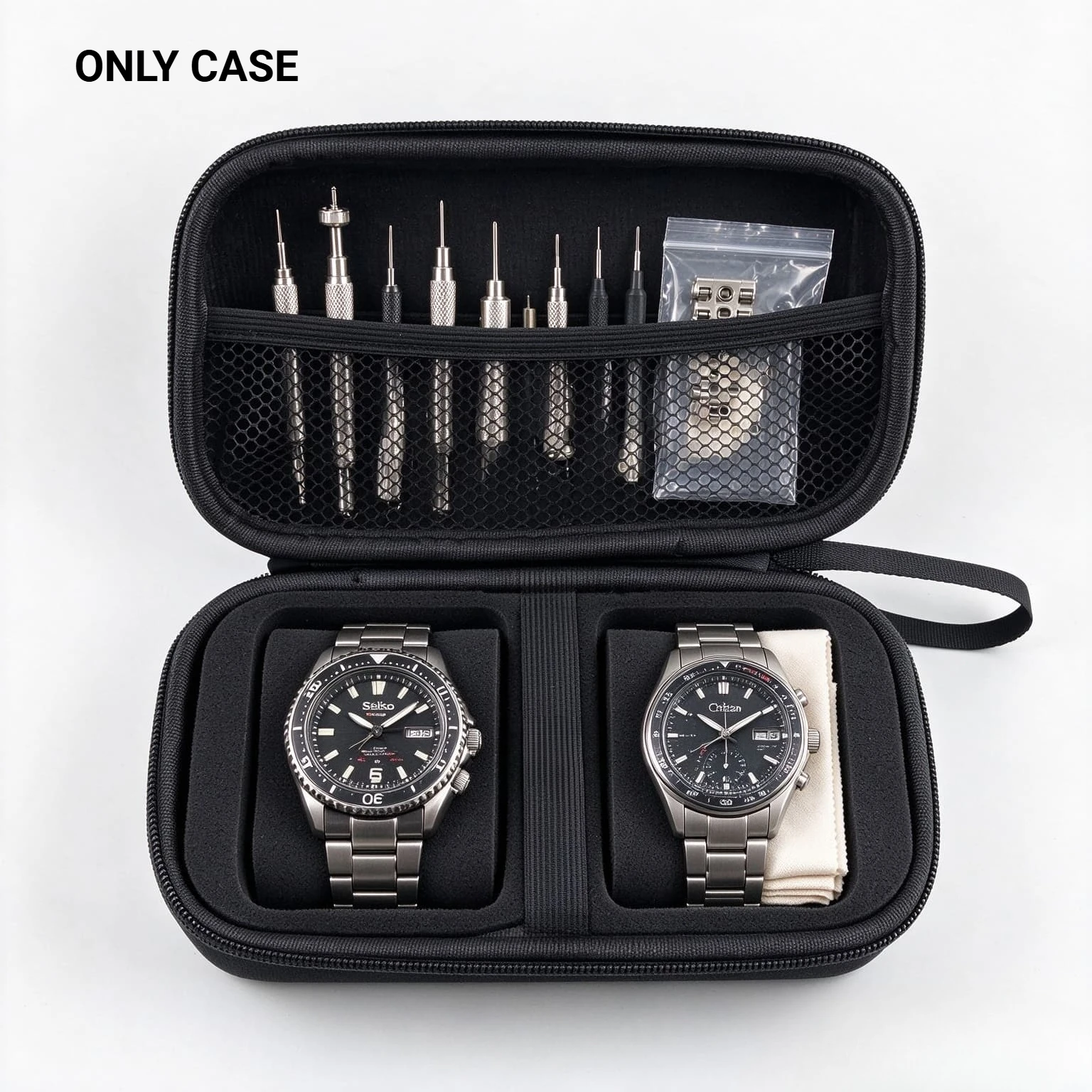 Travel Watch Storage Pouch Hard EVA Shell DIY Custom Sponge Watch Organizer for Seiko5 Citizen Eco‑Drive Business Series,