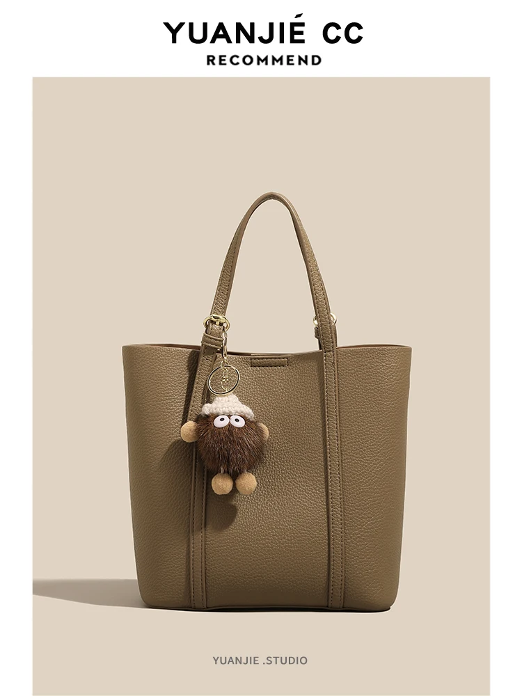 Leather Women's Tote Bag Commuter Soft Leather Handbag Large Capacity Versatile Crossbody Single Shoulder Bag British Style