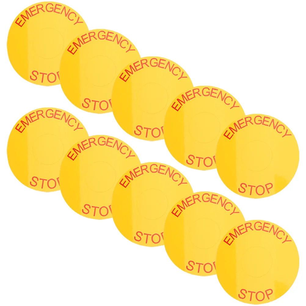 10 Pcs Emergency Stop Sign Equipment Sticker Signs Stickers Nail Label Decals Pvc