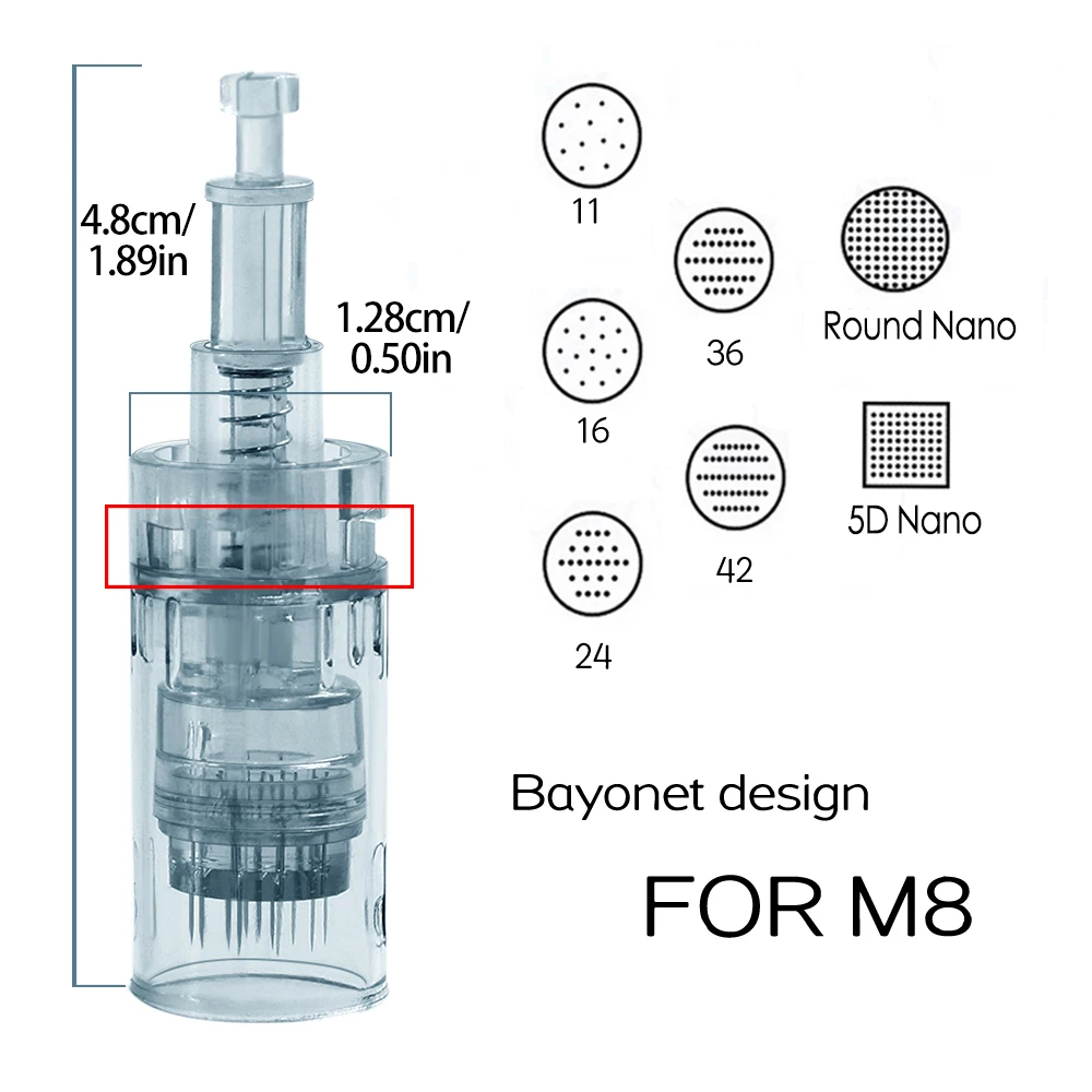 10/50 قطعة خراطيش M8 ل Dr.imp القلم حربة مايكرو استبدال الإبر ديرما ميكرونيدلينغ القلم 11/16/36/42/3D/5D دبوس الإبر #5