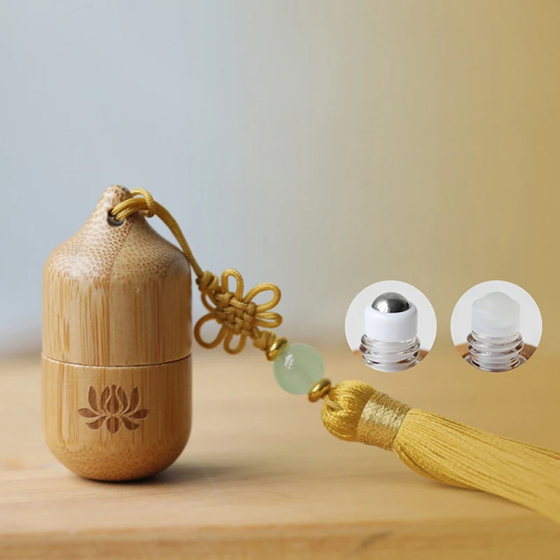 

Bamboo Essential Oil Bottle With Steel Rolling Ball 1ml Small Roll On Bottle Essential Oil Empty Wood Glass Bottle Perfume
