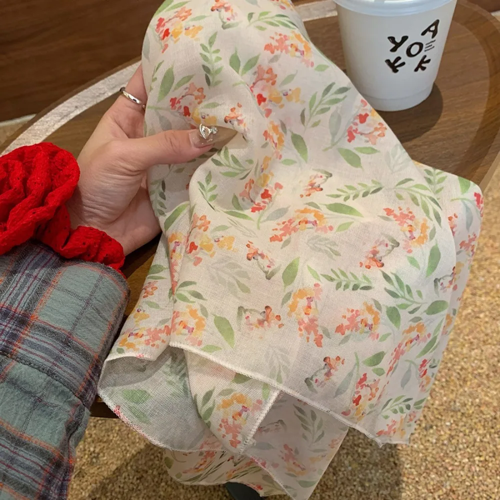 

Новый кружевной женский квадратный платок с цветочным принтом, дышащий солнцезащитный галстук на бретелях, тюрбан, элегантный милый платок на весну и лето