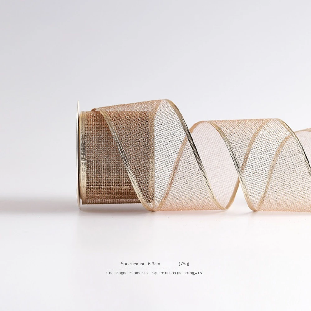 麻の模造シャンパンゴールドリボン,10ヤード,ワイヤードエッジボウ,クリスマスリボン,手工芸品装飾