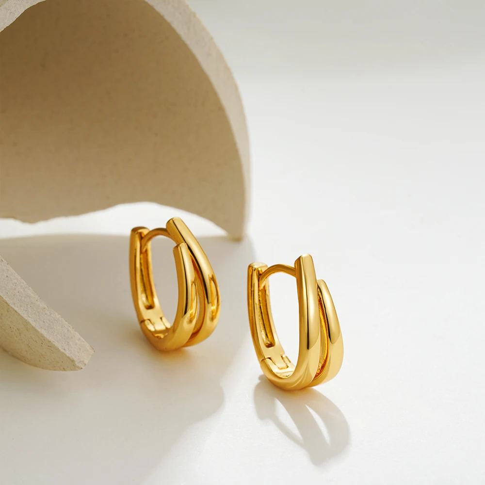 New Trendy Mix Color Bilayer U Shape Ear Buckle Small Huggie Hoop Earrings Waterproof Colorblocked Ear Ring Thanksgiving Gifts