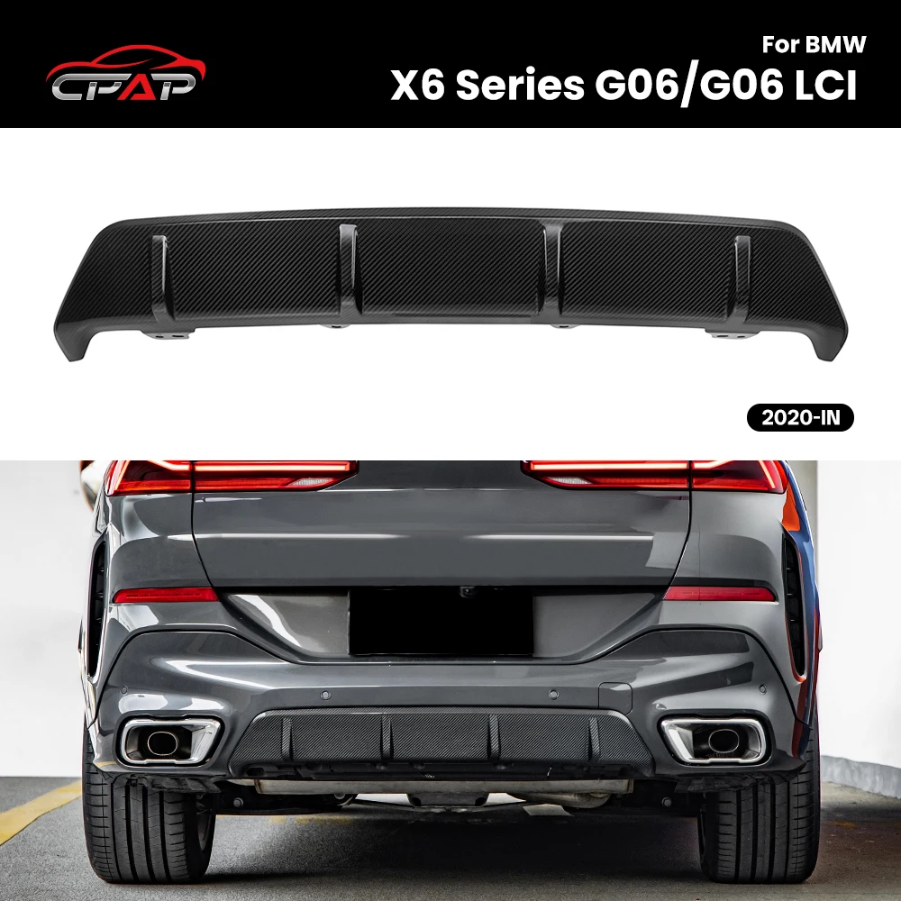 Divisor de labio difusor de parachoques trasero de fibra de carbono Real seco para BMW X6 Series G06/G06 LCI MP Style 2020-IN