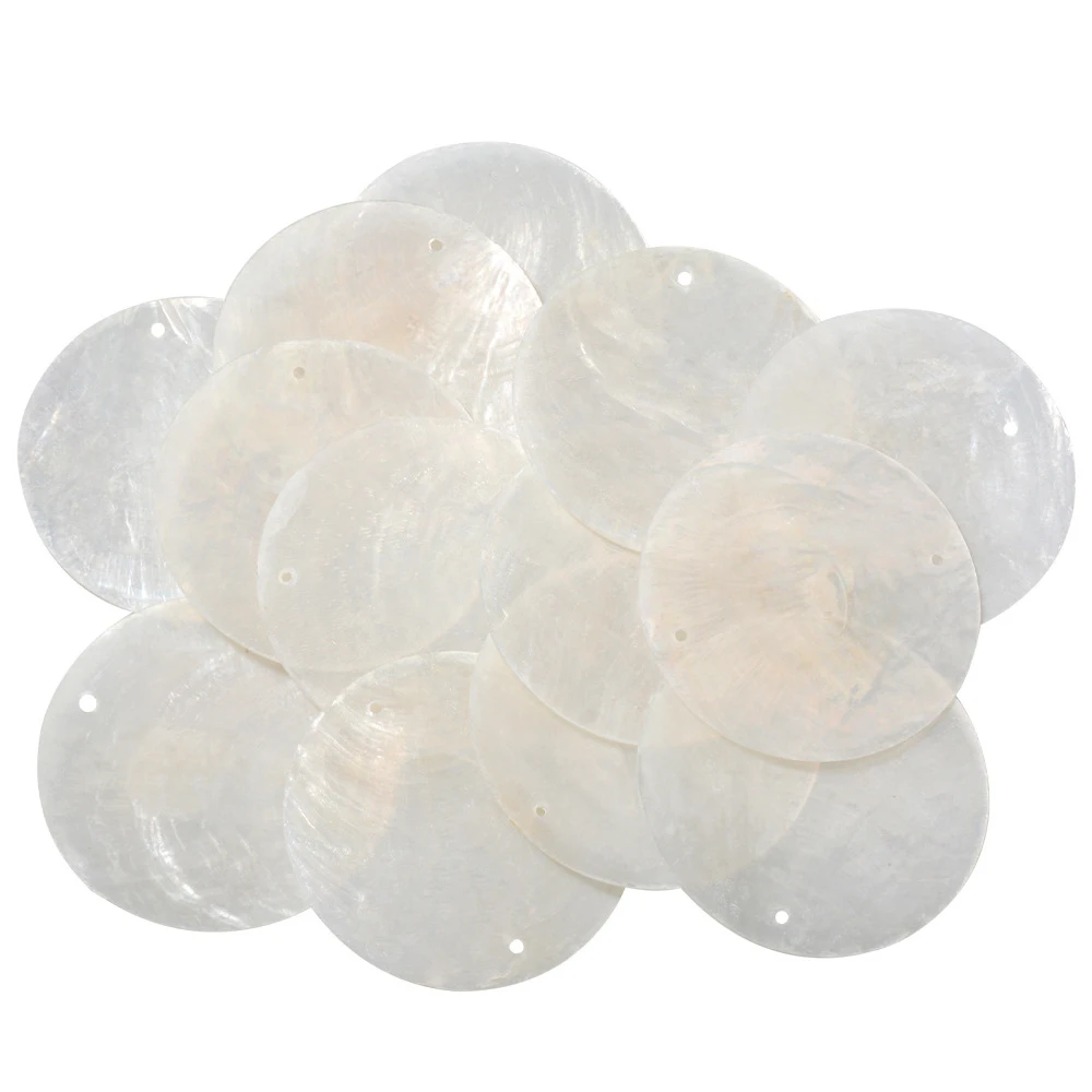 20pcs/lot Natural Shell Bead 5cm Round Shape White Shell Loose Beads for Jewelry Making Earring Loose Bulk Shell Accessories DIY