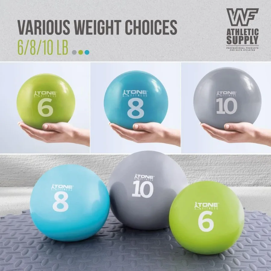 WF Athletic Supply Weighted Toning Ball Soft Weighted Exercise Ball for Full-Body Workouts Ideal for Yoga Pilates Physical Ther
