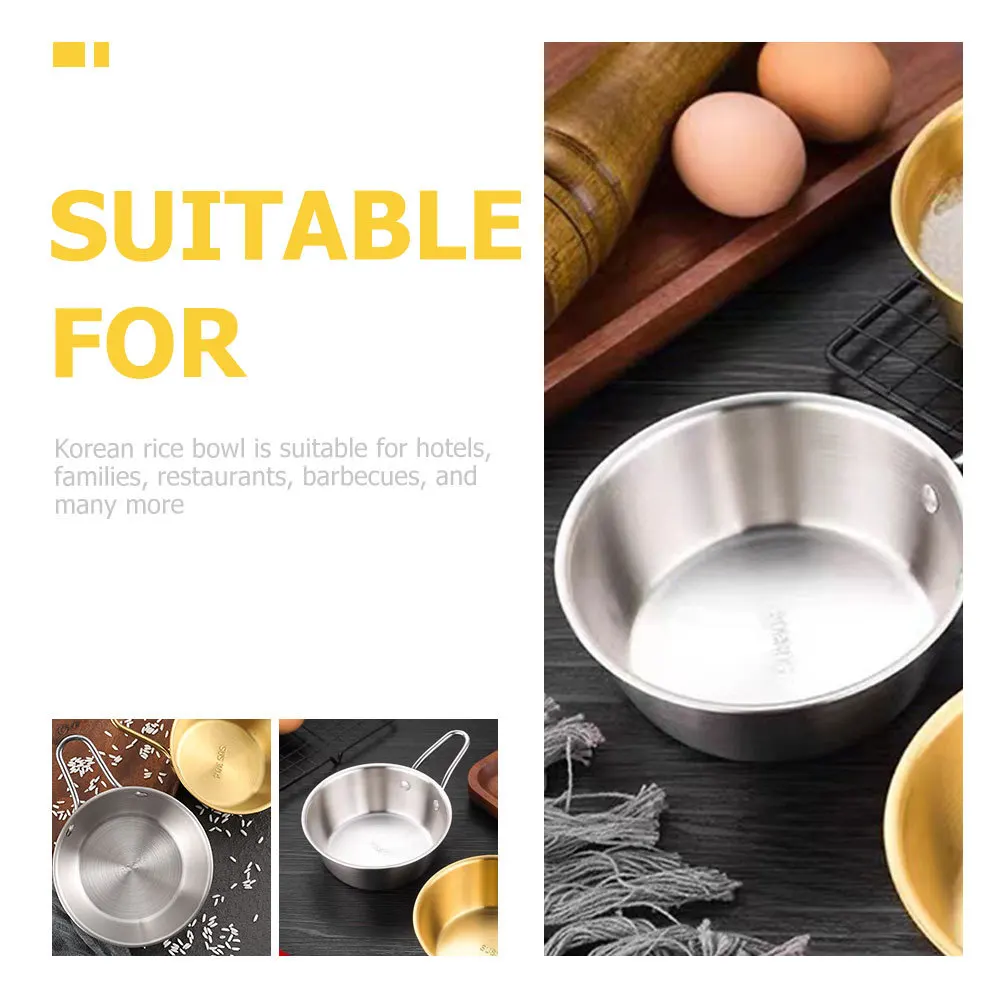 

2pcs Stainless Steel Korean Rice Bowl Set Heavy Duty Soup Dishes For Sushi Ramen Sauce Appetizer Dip Condiment Tableware