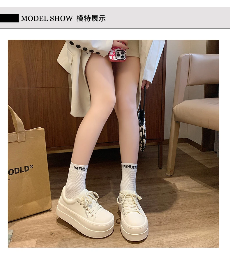 Neue schwarze klobige Plateauschuhe für Damen, Schnür-Sneaker aus Kunstleder, höhenvergrößernde Turnschuhe für Teenager-Mädchen, Damenschuhe für alle Jahreszeiten – Detail 11