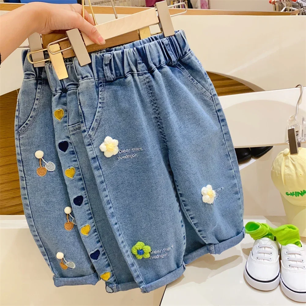 2023 New Spring and Autumn Girls Harem Jeans Children Korean Style Smart Trousers Loose Casual Pants