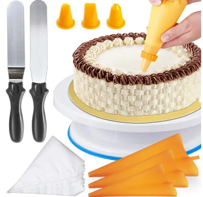 156 PCS Cake Turntable Set Multifunction Cake Decorating Kit Pastry Tube Fondant Tool Party Kitchen Dessert Baking Supplies