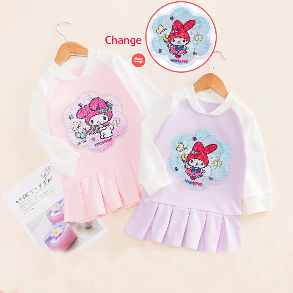 

Платье для девочек Kawaii Sanrio My Melody плиссированная юбка с мультяшным рисунком Аниме Толстовка с длинным рукавом весна осень детская повседневная одежда