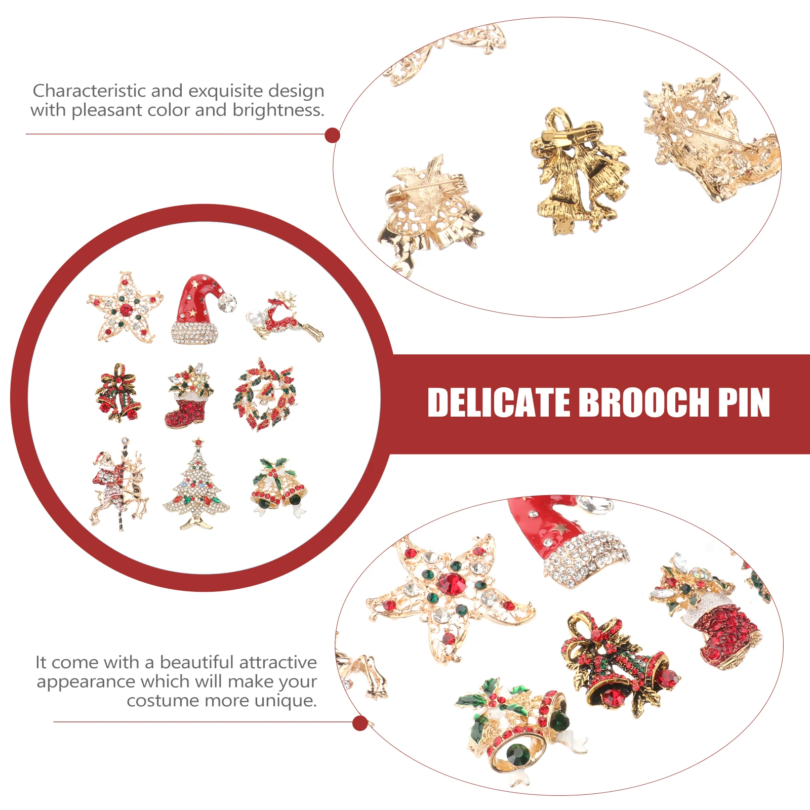 

9 Pcs Real Holiday Brooch Pin Brooches for Women Fancy Jewelry Rhinestones Miss