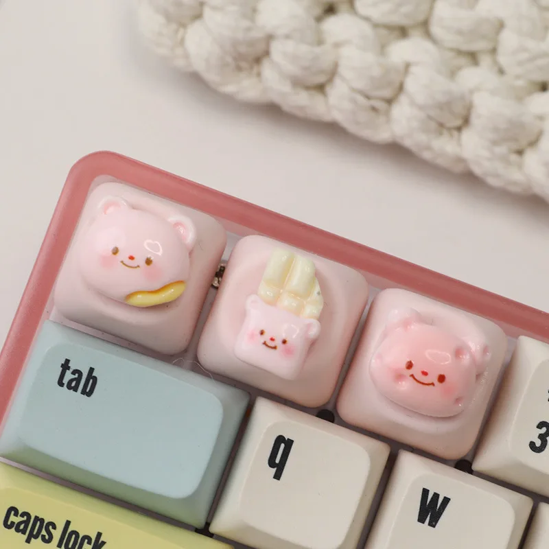 

Spot cute bear mechanical keycap resin cross shaft keycap personalized customized keyboard cap MOA cap