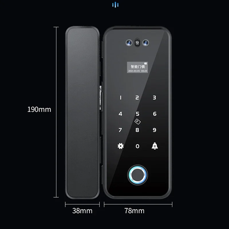 New Security Face Recognition Biometric Fingerprint RFID WIFI Tuya Mobile APP Smart Glass Door Lock Door Access Control System