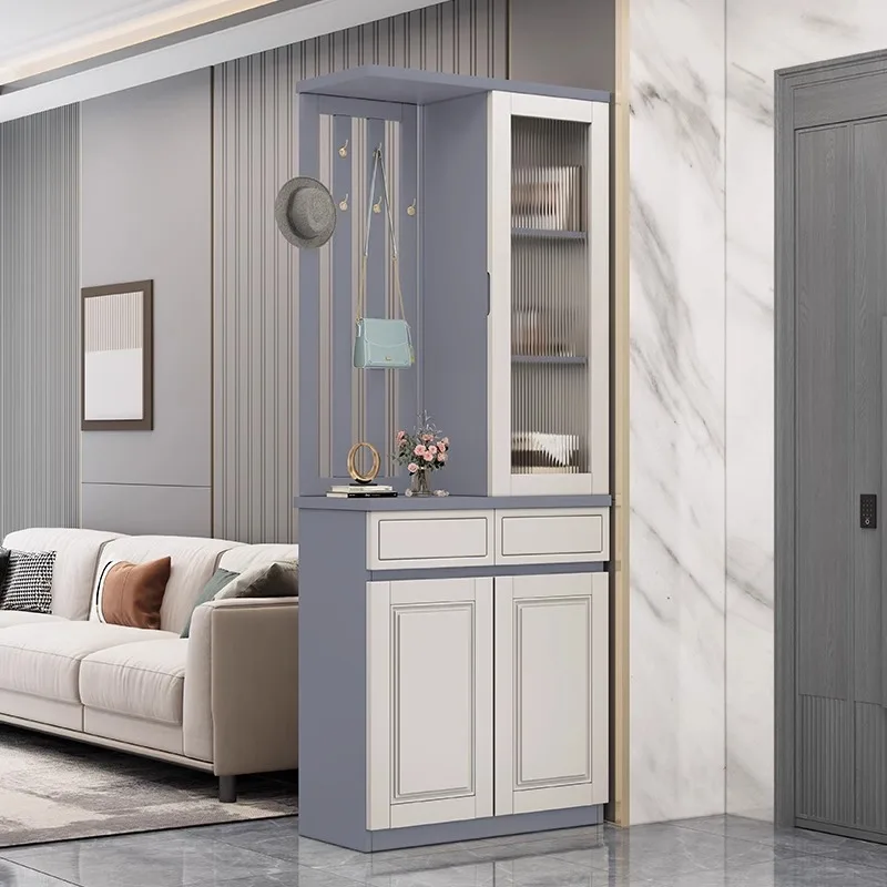 

Chinese-style room cabinet Solid wood small apartment entry rack Entrance cabinet Shoe cabinet Simple integrated screen par