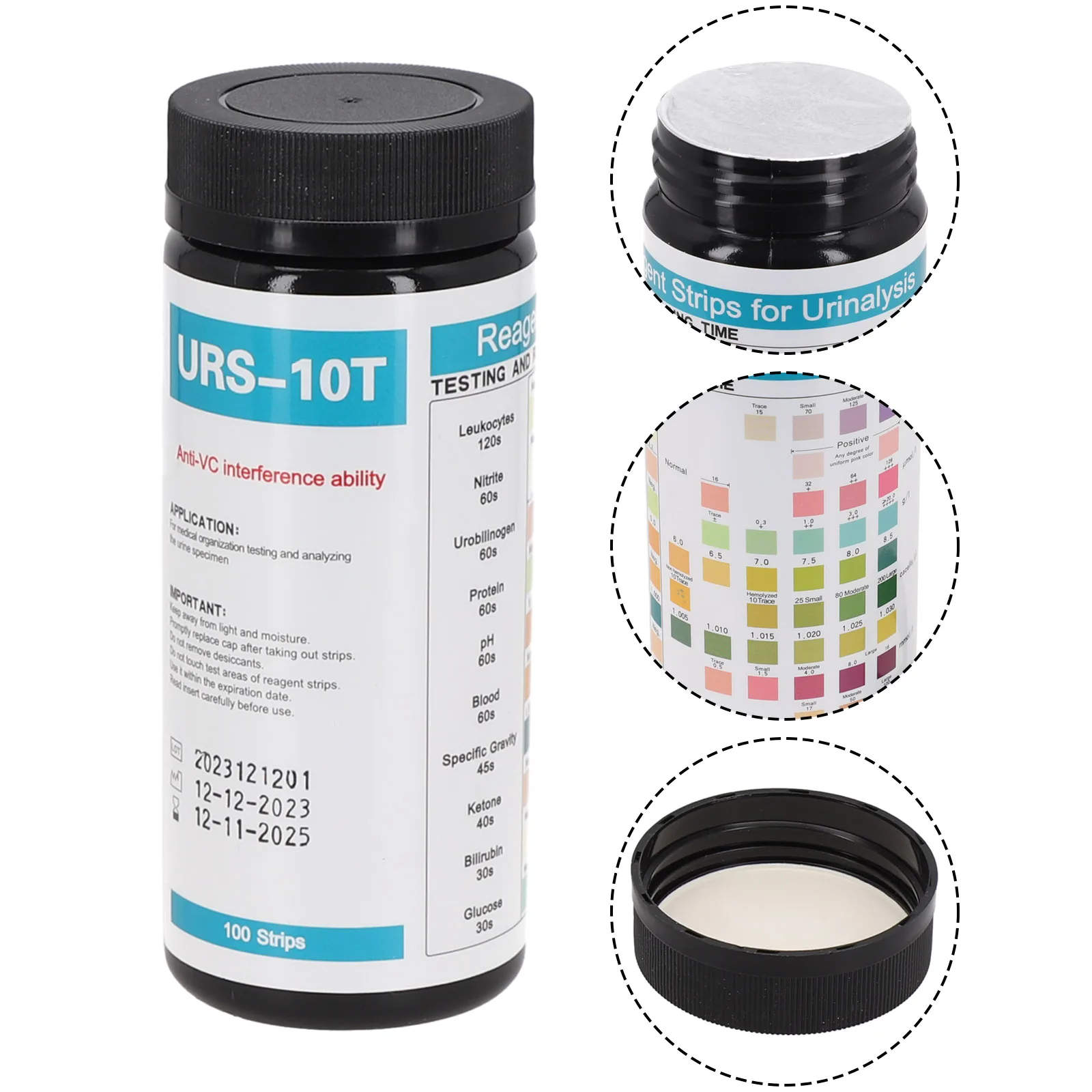 100 Strips URS-10T Reagent Urinalysis Strips 10 Parameters Urine Test Strips Leukocytes Protein PH For Urine Testing