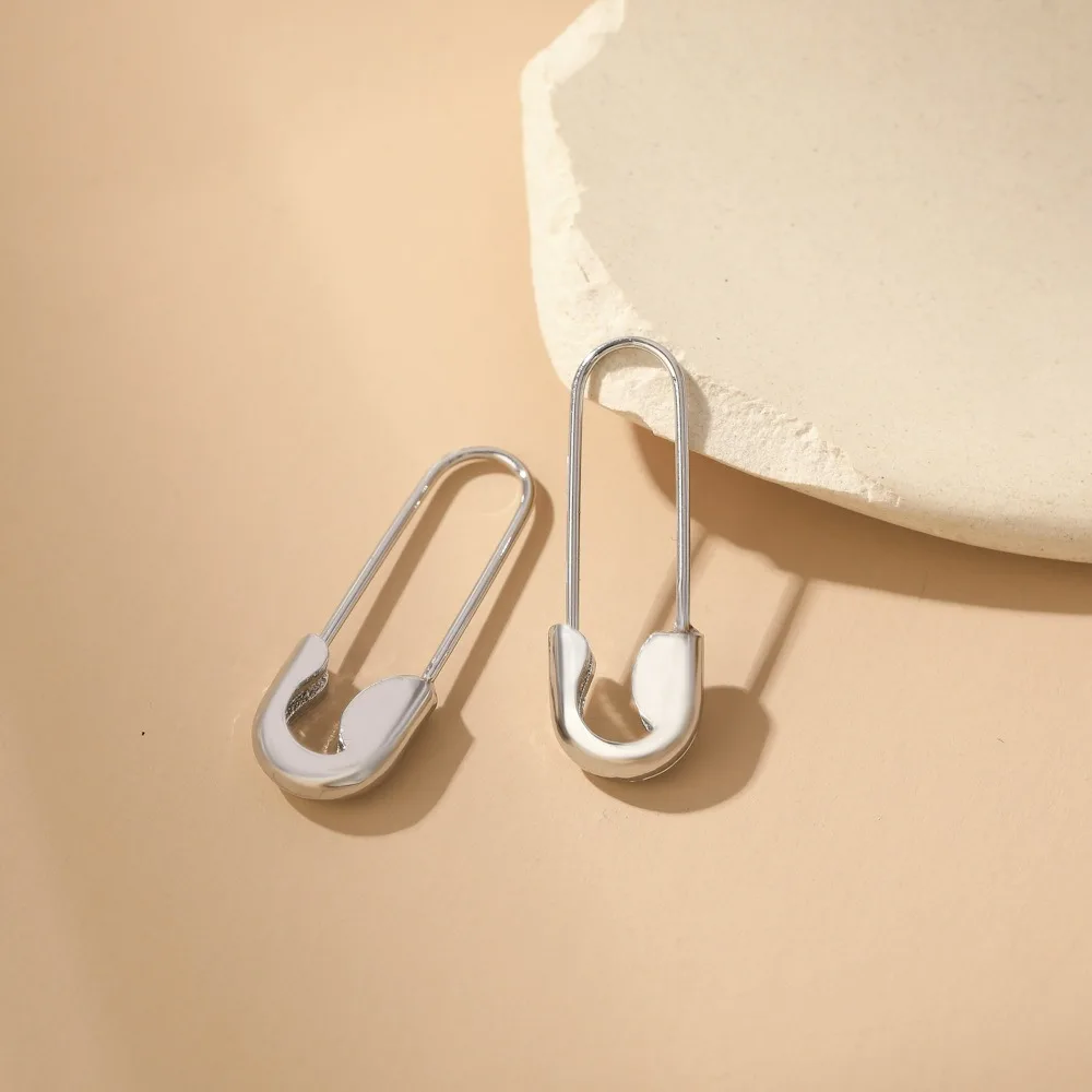 1pair Minimalist Style Paperclip U-shape Small Stud Earrings for Women, Metal Punk Style Safety Pin Piercing Jewelry for Women image 6