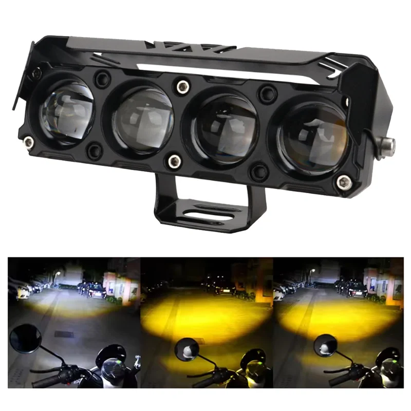 Luz LED de trabajo de 12V para motocicleta, luz de circulación de doble Color, luz antiniebla para coche, camión, Tractor, faro de conducción, pluma