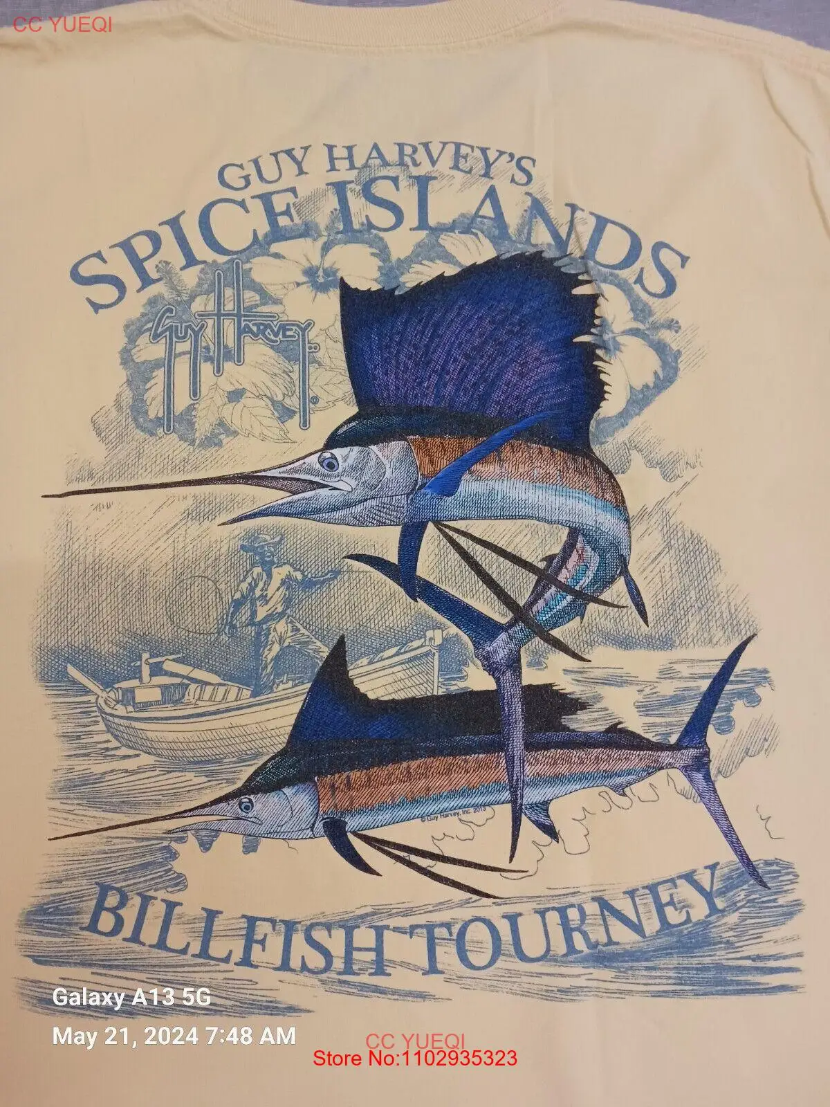 Мужские футболки с изображением рыб Гай Харви Спайс острова биллоу Турни сорд Размер L