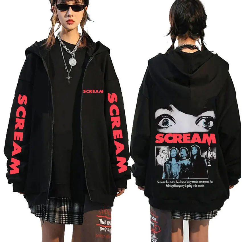 Classic 90s Horror Movie Scream Zipper Hoodie Billy Loomis We All Go A Little Mad Billy Zip Up Jacket Men Vintage Zip Up Hoodies