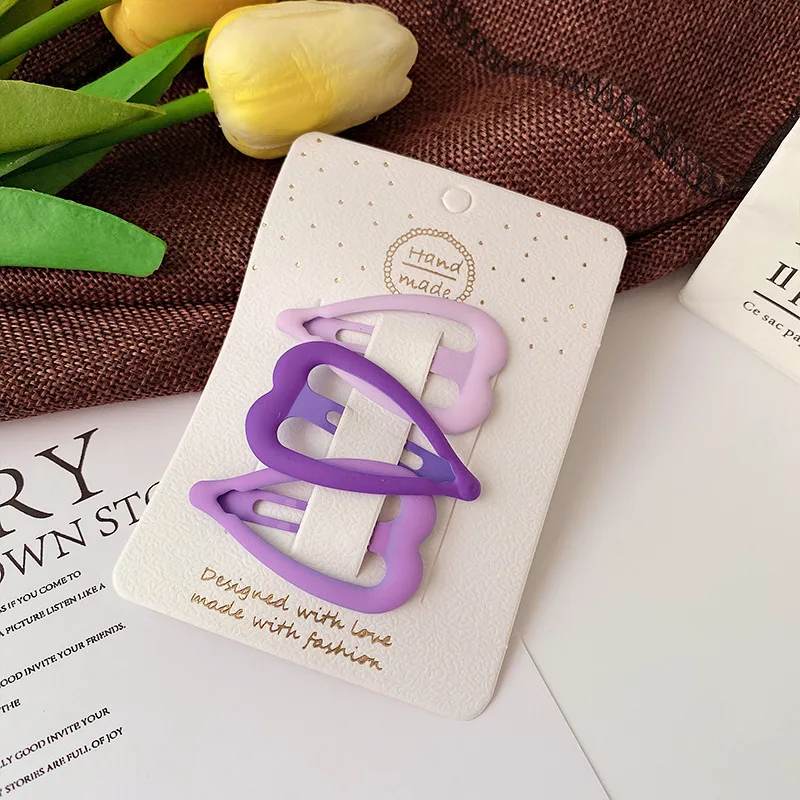 

3 шт./компл., милые фиолетовые заколки для волос с геометрическими звездами и сердечками для женщин и девочек, милые заколки для волос для девочек, детские аксессуары для волос Заколки