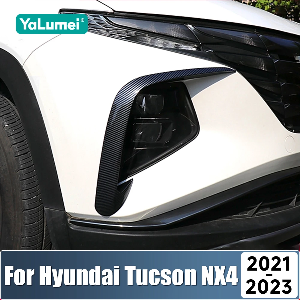 

For Hyundai Tucson NX4 2021 2022 2023 Hybrid N Line ABS Car Front Fog Lamp Eyebrow Cover Spoiler Wind Knife Trims Accessories