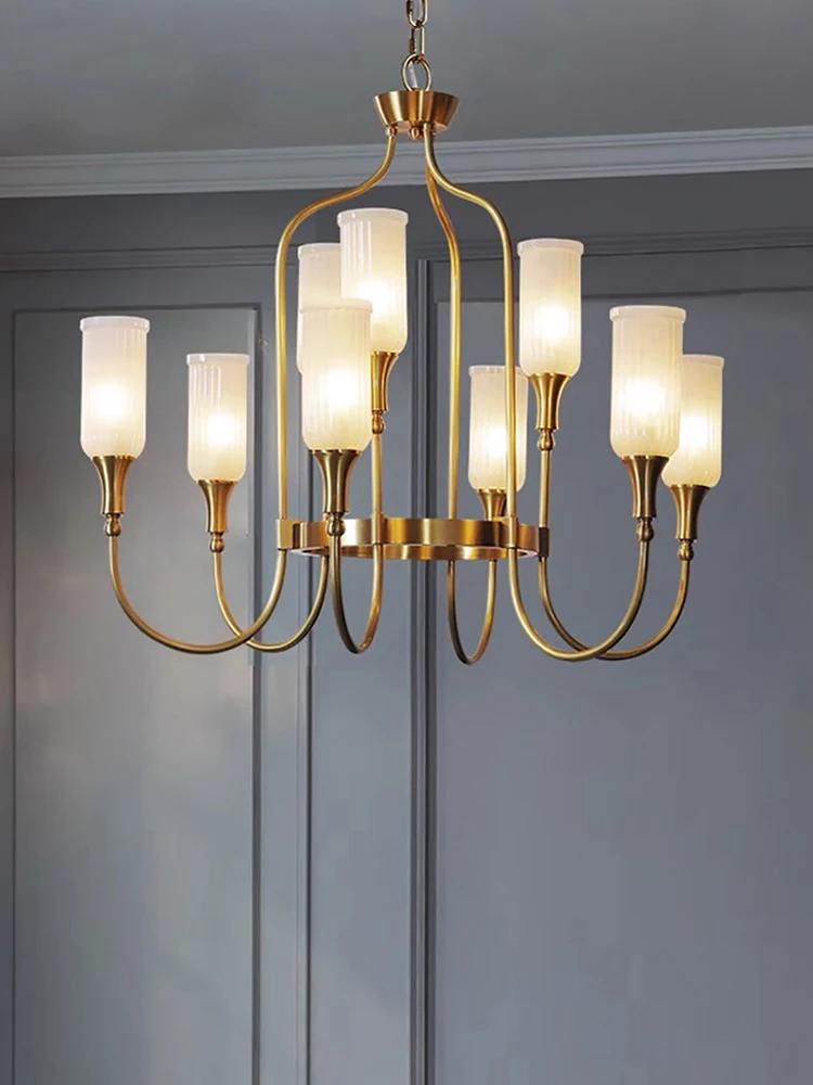 

Ceiling American Style Cottage Design Luxury Brass Chandeliers Ceiling Hanging Lamp Villa Pendant Lighting Fixtures Lustre