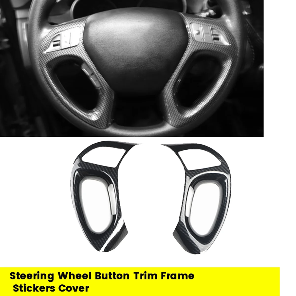 Car Steering Wheel Button Trim Frame Stickers Cover for Hyundai IX35 2010-2015 Interior Decoration ABS Carbon Fiber LHD