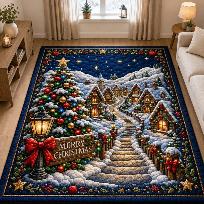 VIKAMA 3D Brick Well Santa Gift Sack Area Rug Soft Cozy Warm Non Slip Living Room Hallway Runner Modern Farmhouse Home Decor